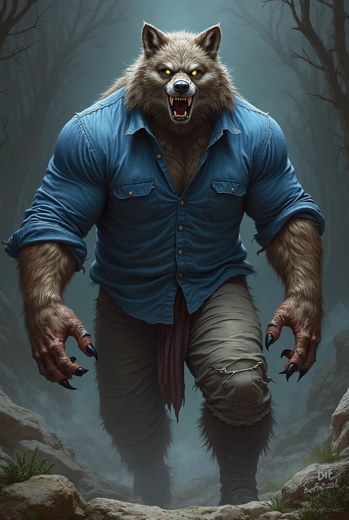 anthro male, white fur, worgen, blue eyes, muscular, angry , expressive, torn shorts, torn shirt, masterpiece, best art, insane res, good anatomy, after transformation, dark church, by darkgem, abs, pecs, drool, detailed fur, bristled fur, masculine aura, spread legs, digitigrade, tall, crouching, growling, agressive, snow, 