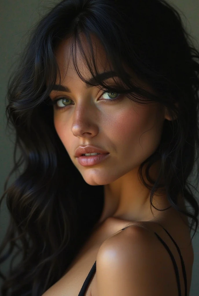 beautiful middle aged woman with long black hair, green eyes, large breast and tan skin taking selfie nude/imagine - Image #3 @Cortofar --v 6.1 - Upscaled (Creative) by @Cortofar (fast
