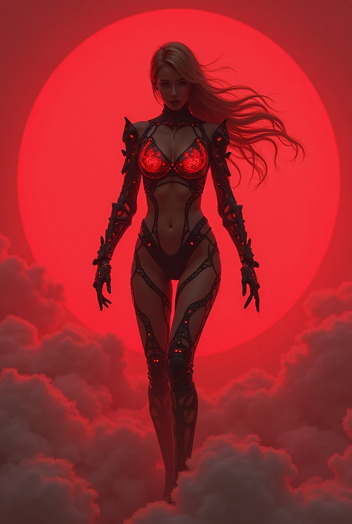 (Extremely detailed 8k wallpaper), a mid shot photo of a terrifying female succubus fear elder, confident, evil look, calm, modern futuristic clothing, complex, highly detailed, and dramatic, cinematic lighting, red skin:1.2, red glowing skin:1.2, cameltoe, subsurface scattering:1.2, soft lights, large breasts