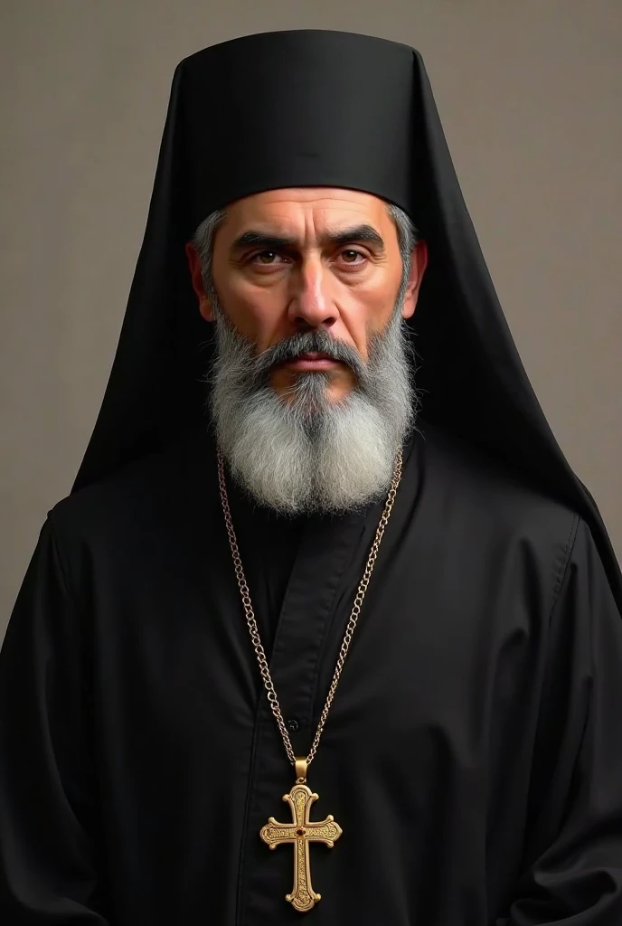 Please create an image portrait of Islam Khodja who i is Grand Vizier (Prime Minister) of the Khiva Khanate in 1898, please use the filter for historical atmosphere and he weared national khans chapan (national clothes of prime minister ) and he weared black tall hat which belongs to Khorezm people