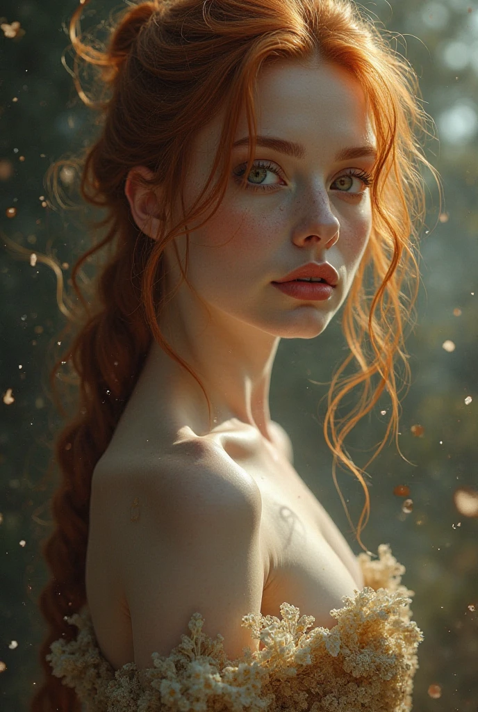 (solo, full body photo:1.3), (action packed:1.3), (haze, fog, mist:1.3), chiaroscuro, best quality, photorealistic, 1woman, (cute), (24yo:1.2), redhead, long ginger hair highly detailed, 1700'S, digital photography, art by artgerm and ruan jia and greg rutkowski surreal painting gold butterfly filigree, broken glass, (masterpiece, sidelighting, finely detailed Fashionable eyes: 1.2) (perfect oval large eyes that gazes at the viewer), beautiful detailed face, blue gorgeous perfect eyes, (blonde hair ponytail), (attractive young woman:1.3), (thick amazing hair), (seductive:1.1), (blushing:1.1)
