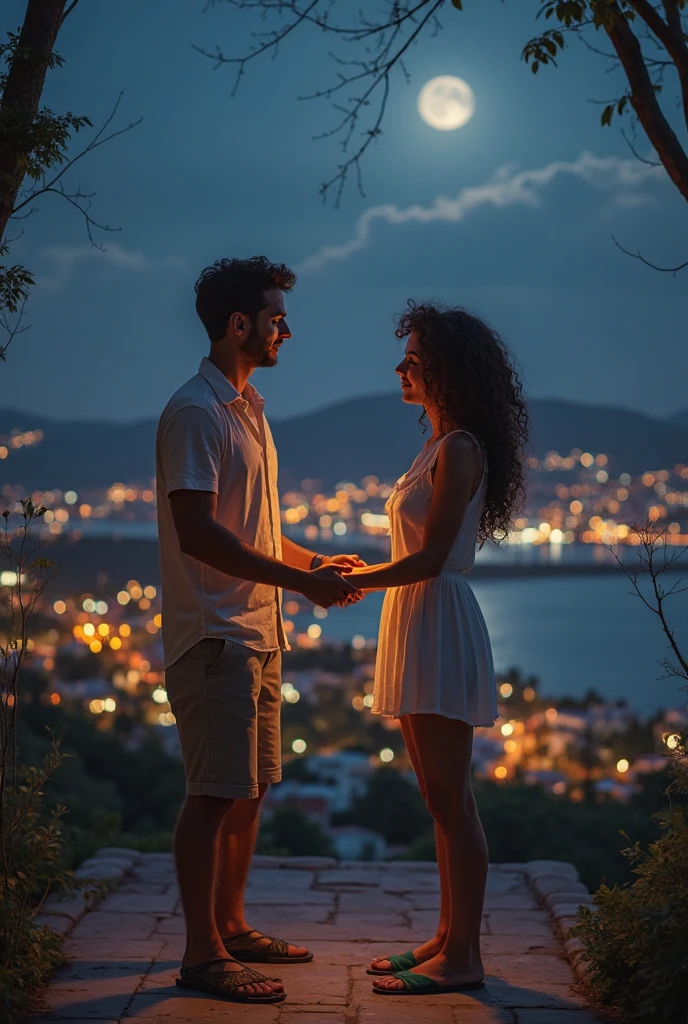 casal de namorados, felizes em uma noite bela.