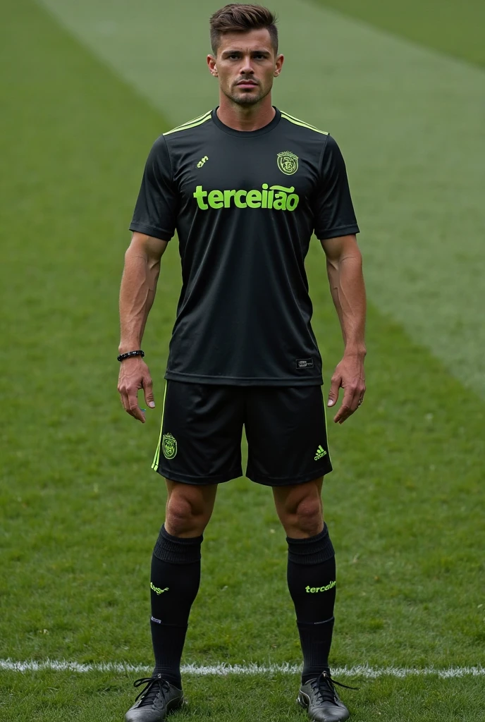 Green and black football shirt