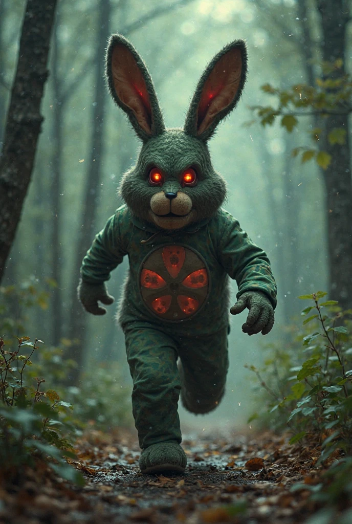 (masterpiece, best quality, ultra high res, highly detailed:1.3), dark, night, realistic, detailed, extremely detailed, intricate detail, night,
BREAK dark forest,
BREAK extremely cute pink bunny, very cute, fluffy fur covered in blood, (eyes bleeding blood:1.1), (extremely wide grin:1.1), looking straight into soul,glowing eyes, (walking towards from dark forest:1.2)