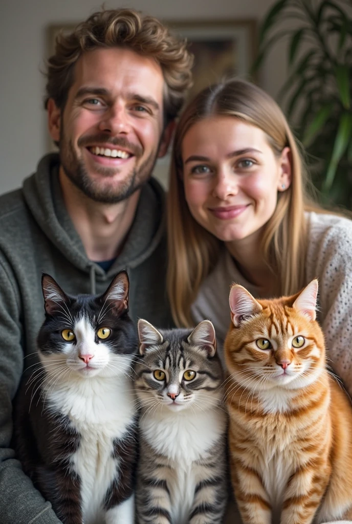 A couple with 4 quadruplets and 4 kittens