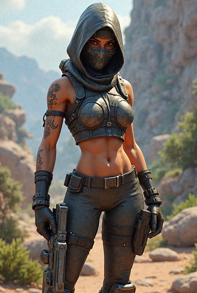 beautiful sexy woman with large breasts, muscular athletic body, tactical sunglasses, military scarf and cap, cinematic lighting, highly detailed, photorealistic, 8k, (best quality,4k,8k,highres,masterpiece:1.2),ultra-detailed,(realistic,photorealistic,photo-realistic:1.37),dark moody color palette,dramatic shadows,gritty military styleA sexy woman with big breasts, athletic body, thick thighs, black bikini, black hooded cloak, black mask, boots, detailed face, beautiful eyes, full lips, long eyelashes, masterpiece, photorealistic, high quality, 8k, extremely detailed, hyperrealistic, cinematic lighting, dramatic shadows, vibrant colors, dark moody atmosphere