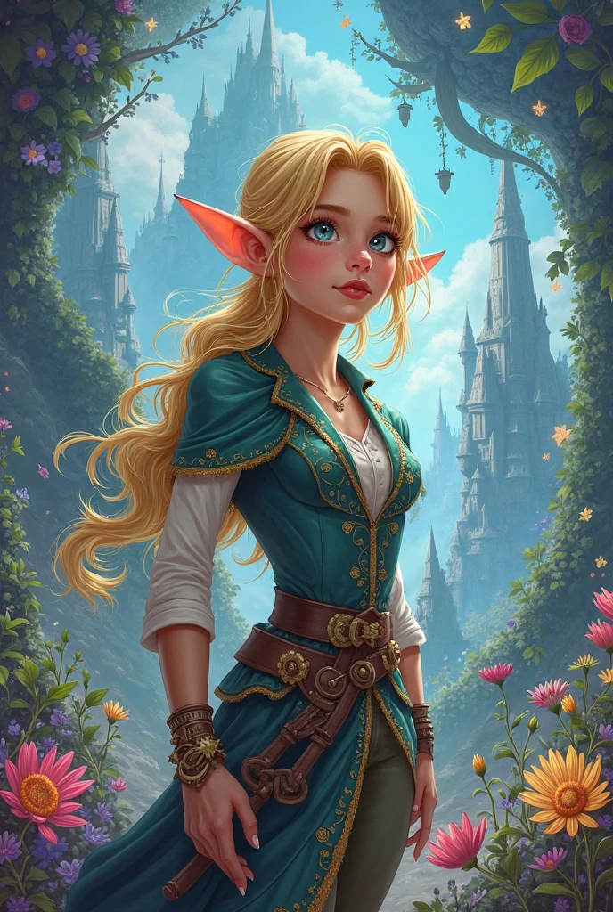 a beautiful woman elf in the land of enchantment, <lora:XenoDetailer-v2:1>