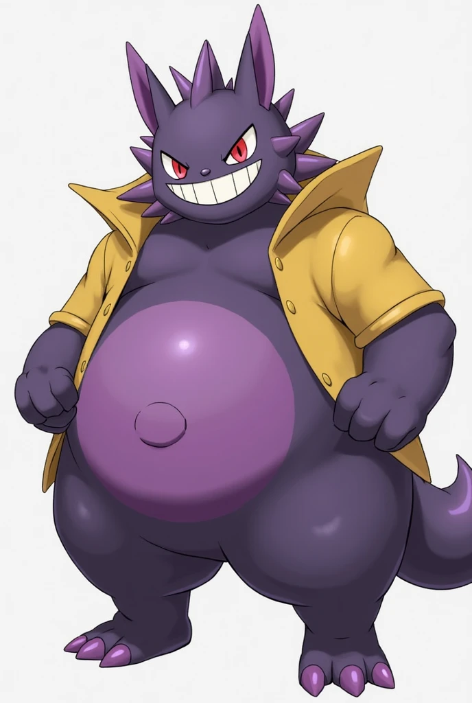 blue genitalia,solo,male people,chubbiness,small fat,Bare-chested,victory pose, solo, Detailed pubic hair, A high resolution,, tmasterpiece,Excessive obesity,Obesity in the extremities,Lift your feet,foot in the air,Correct body proportions,overweight, briefig bulge,gengar,roadhog