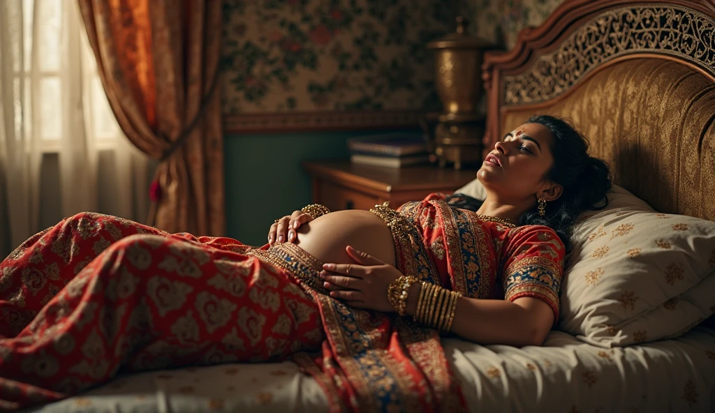 India Muslim pregnant mom naked at home