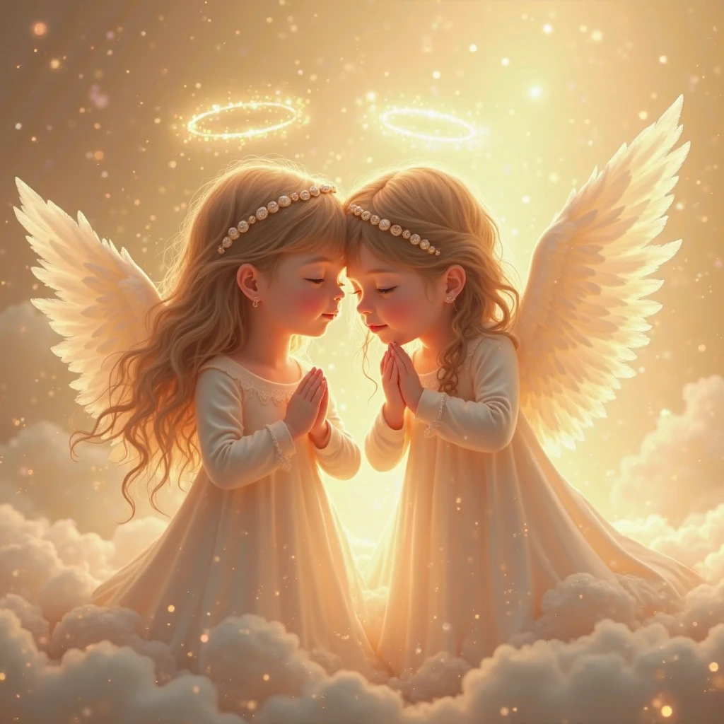 A small girl huging a angel