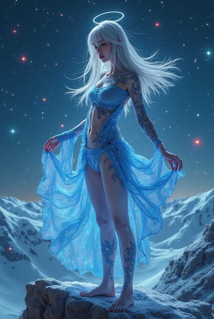 (best quality,highres,masterpiece:1.2),ultra-detailed,realistic:1.37,frosty,aurora lights,powerful,mesmerizing,colorful shades,ethereal atmosphere,dreamlike scenery,enchanted landscape,celestial lights,shimmering aurora,frozen world,darkness,twinkling stars,mystical glow,snow-covered trees,icy crystals,glistening snowflakes,cold breath,frost-covered ground,magical winter wonderland,serene beauty,tranquil silence,endless night sky,crisp air,frigid temperatures,icy winds,steaming breath,dancing lights,glowing horizon,sublime spectacle,arctic wilderness,gleaming ice,brilliant hues,subzero realm,winter solstice,the majesty of nature,otherworldly charm,luminous spectacle,subtle whispers,pure white blanket,isolated splendor,nature's artistry.