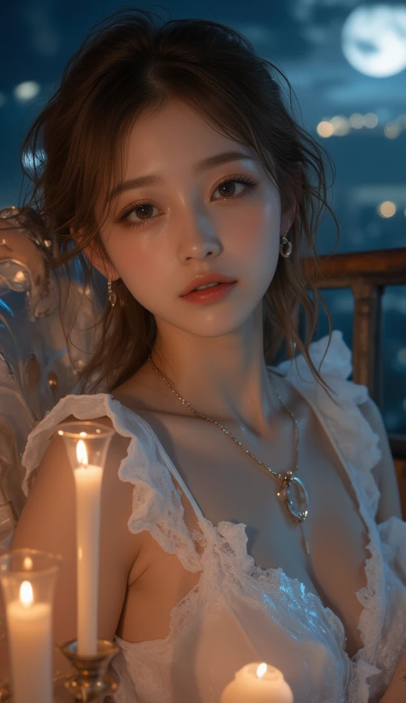 (Rich picture,masterpiece级品质)Exquisite 8K CG works,Practical, 4K, top quality、masterpiece、Ultra-high resolution、(Practical:1.4)、18 years old female,Sit in the cemetery,Wearing ragged clothes,Bikini,Paled face,Surreal,rotten wound,Scary tattoos,White hair,Smile,Sexy pose,Bright Eyes,Movie Scenes,middle Ages,necklace,earrings,Candle,Crystal Ball