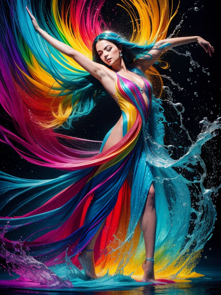 an ais-brknlvlmp  belly-dancer,forged from multicolored opalescent-glass,iridescent swirls,glossy,<lora:Broken_Lava_Lamp:1> by Dale Chihuly
