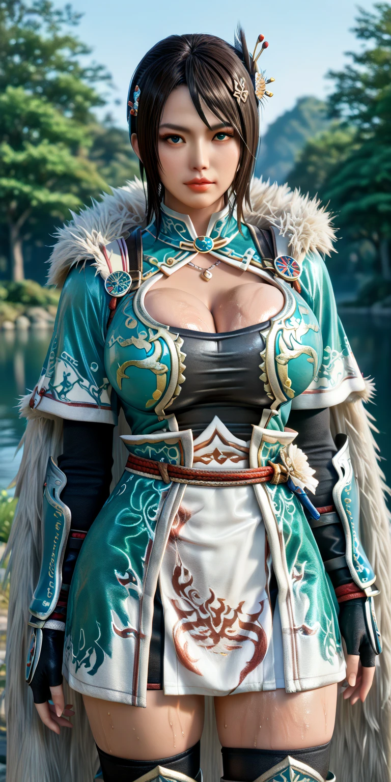 highres,absurdres,masterpiece,best quality,original,extremely detailed CG,extremely detailed wallpaper,perfect lighting,(standing on the stage),looking at viewer,1girl,blurry background,bare hands,from above,
<lora:WZRYhuamulanRLZ:0.7>,WZRYhuamulanRLZ,black hair,long hair,hair ornament,green eyes,detached sleeves,high ponytail,dress,bangs,fur trim,mature female,yoga pants,high heel boots,<lora:GoodHands-beta2:1>,