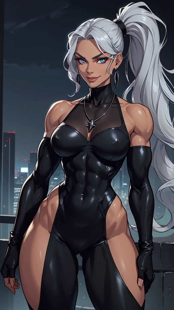 1girl, sexy drow, (dark grey skin:1.5), (true white long elaborate braids), ((perfect red eyes)), pointed earedium breastuscular body), ((golden bikini with cleavage)), silver fingernails, ((dynamic pose)), volumetric lighting, best quality, masterpiece, realistic, anatomically correct, (strong cinematic lighting), ((rim lighting)), stunning details, intricate details, 8k post-production, High resolution, super details, trending on ArtStation, sharp focus, depth of field f/1.8, studio photos, (((looking at camera)))