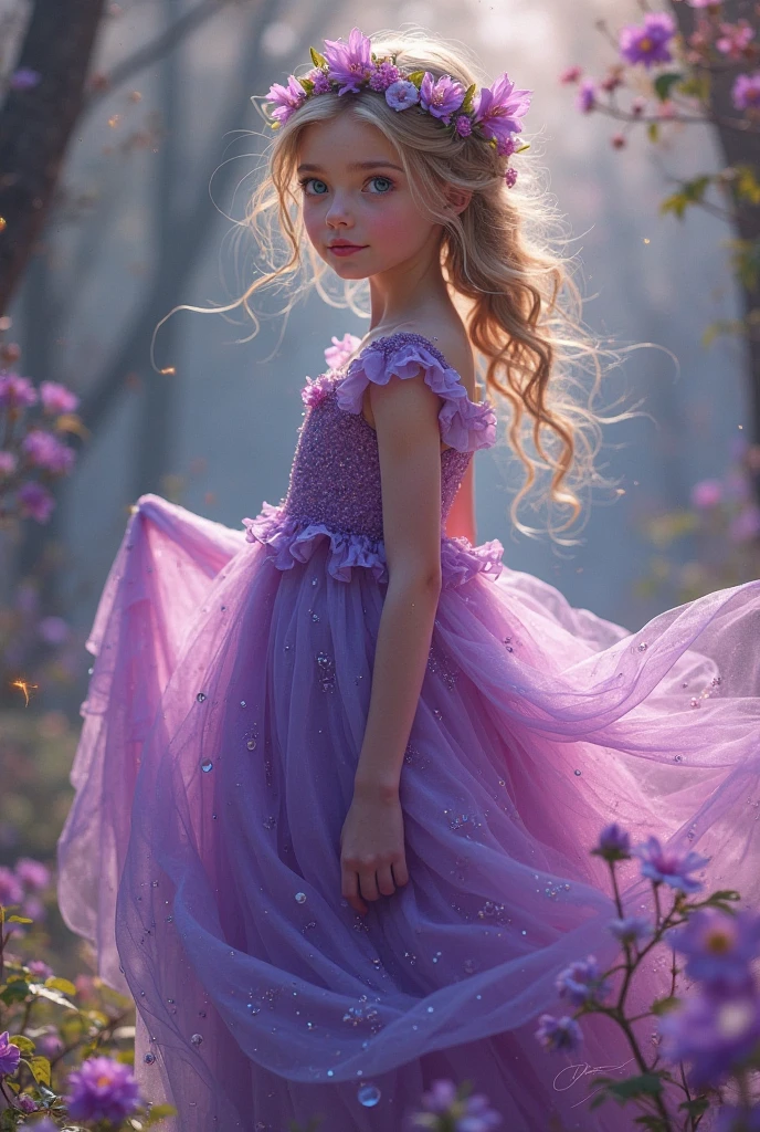 girl pink princess tulle dress blonde blue eyes white skin