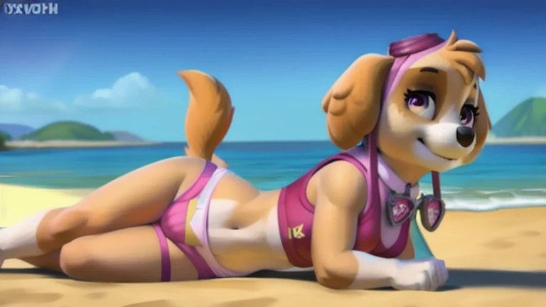 Score_9, score_8_up, score_7_up, BREAK,
outdoors, beach, 
<lora:Candy_Kong_HD:0.8> screencap, female monkey, 1girl, light brown fur, blonde hair, blue eyeshadow, half-closed eyes, cyan eyes, lipstick, bikini,  all fours, from behind, ass, looking back, pink nail polish