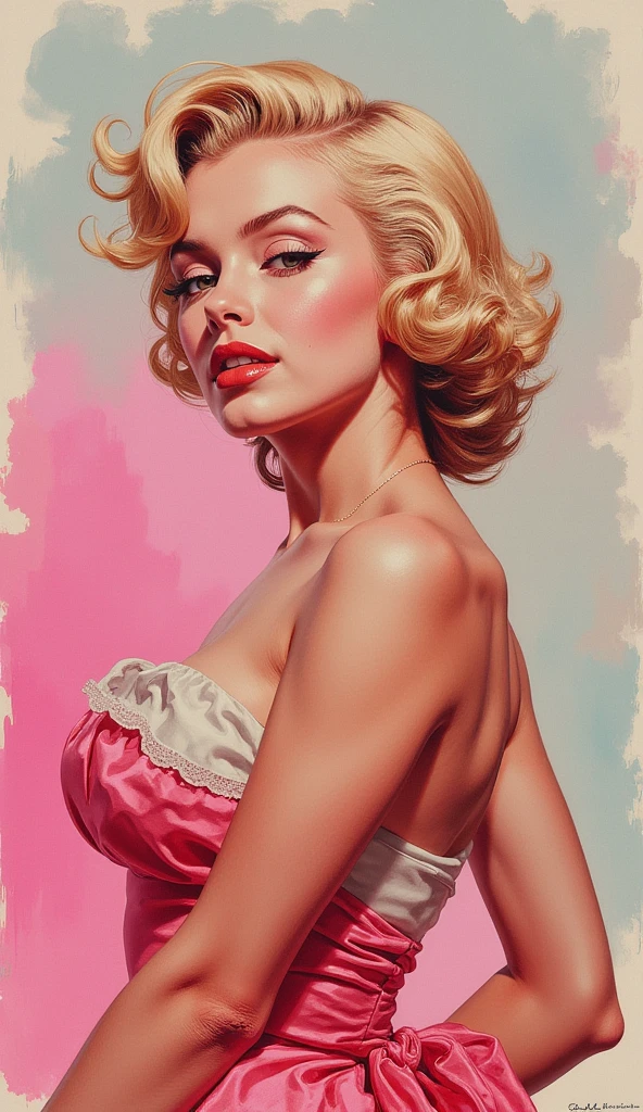 Huge cleavage ,Pink Hair,With bangs ,Wearing pink lace lingerie ,Also wear white suspender stockings , Plump butt ,And she kneels on the bed,And with your back to the camera ,Sticking your ass out to the camera,Get ready for sex ,Embarrassed look ,Tears in my eyes,Lovely and delicate 。Chiquita,Our Women,Sexual Enlightenment,childhood,Realistic,masterpiece。