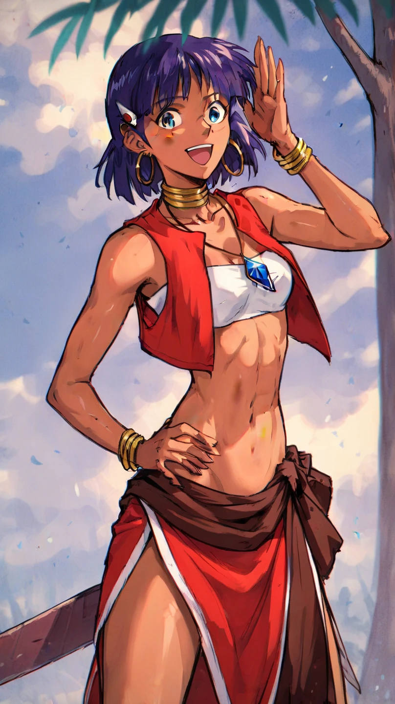 [by fluff-kevlar|Zackary911:0.5], (by Kenket|by Kilinah), Legoshi \(beastars\, Anthro, Female, Solo, standing, Mocking Look, (half-closed eyes), (red samba dancer clothes, dancing samba), (yellow eyes), looking at the viewer, (medium breasts, hips), (wolf), (Brasilian carnival)