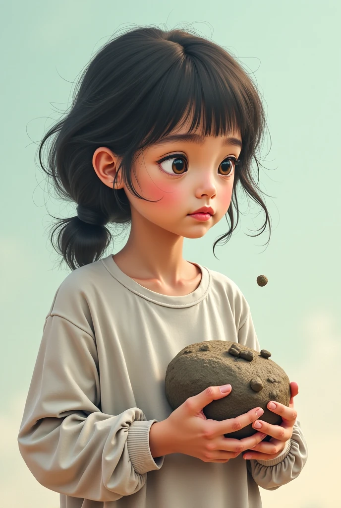 Little girl, up close, saying "I love building sand castle", Pixar style, 3D style, Disney style, 8k, cute