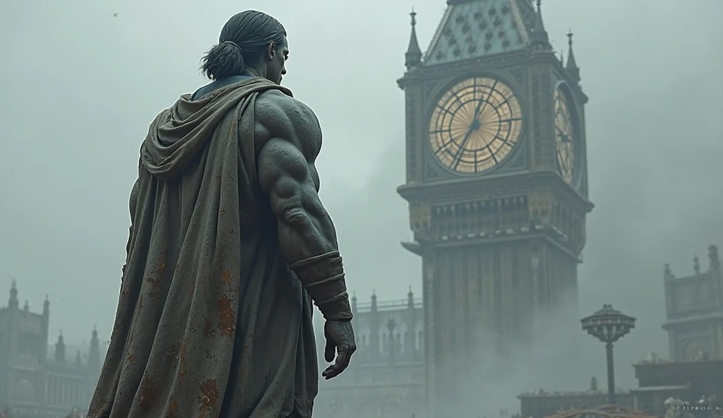 (best quality,4k,8k,highres,masterpiece:1.2),ultra-detailed,(realistic,photorealistic,photo-realistic:1.37),gargola de piedra meditating on top of the Notre Dame Cathedral, with a gloomy atmosphere, under the rain, dark night, thunder and lightning, towering heights, crouched on a ledge, demon-like appearance, guardian.