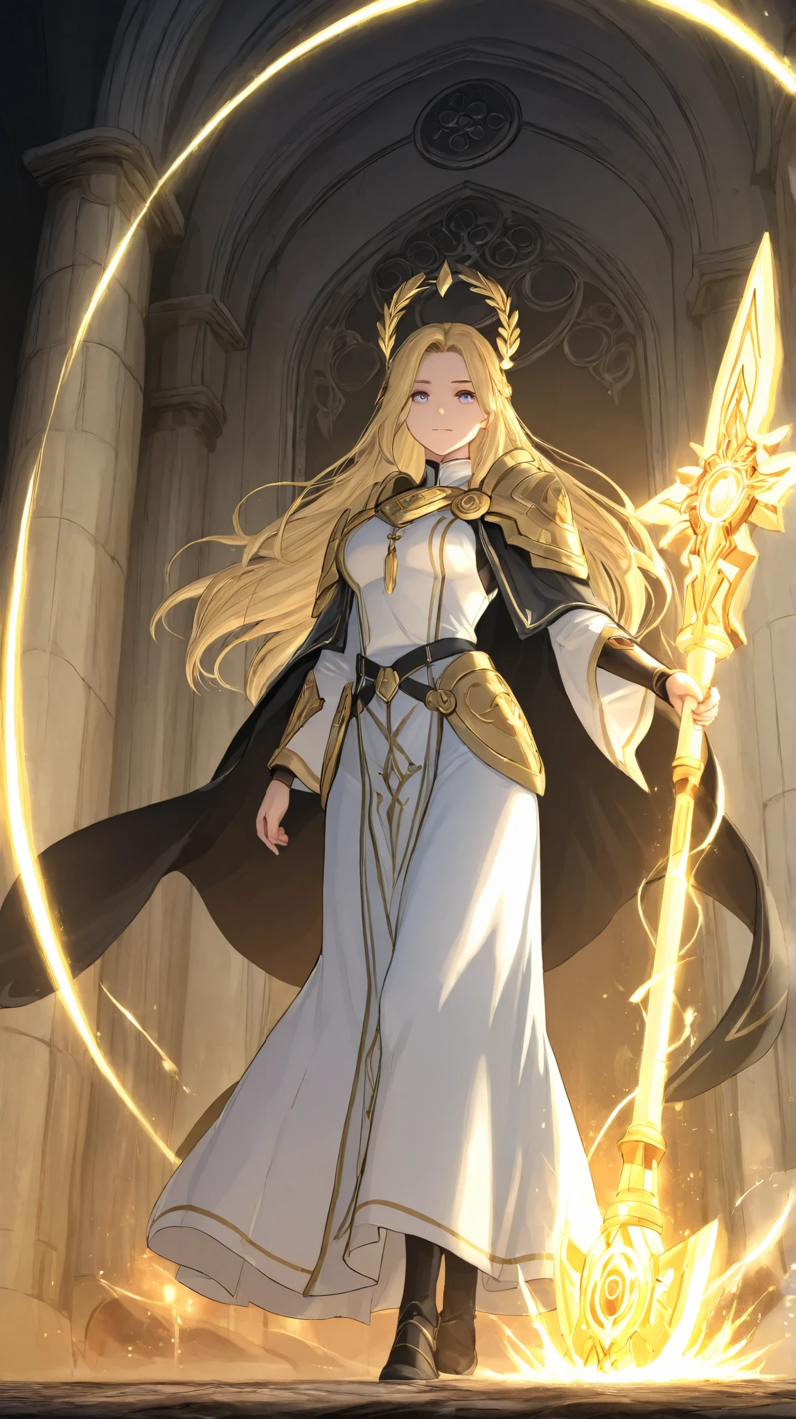 "A devout and righteous female cleric named Eleanor the Radiant, a holy warrior who carries out divine judgment in the name of her god. She is a beacon of purity and divine wrath, wielding her sacred hammer not as a tool of war, but as an instrument of divine justice. Her mission is to purify the world of darkness, guiding the lost with the light of her faith and punishing those who seek to spread evil. Though fierce in her resolve, Eleanor is above all a servant of the divine, using her power to heal and protect as much as to judge.
Eleanor has a strong, yet graceful build, embodying both the serenity and strength that come with unwavering faith. Her bright eyes reflect the light of the heavens, while her long, golden hair flows gently behind her. She wears pristine ceremonial armor, intricately adorned with sacred symbols, signifying her divine calling. The armor, while protective, is designed for a servant of the god, with a flowing robe beneath it that represents her role as a healer and a defender. Her sacred hammer, glowing softly with holy energy, is held reverently in one hand, not as a weapon of battle, but as a symbol of her divine mandate.
She stands in a full-body pose, holding the hammer in front of her as a symbol of divine protection, or resting it gently by her side as she blesses the land and those around her. Her expression is calm, resolute, and compassionate, embodying the wisdom of the ages and the mercy of the divine. The background is a sacred temple, a holy altar bathed in soft, celestial light, or a battlefield where she brings healing to the wounded. The divine glow surrounding her creates a serene aura, standing in contrast to the shadows of the world she seeks to purify.
Lighting: Soft, divine lighting from a 30-degree angle, emphasizing her spiritual presence and the holy light surrounding her.
Style: High-quality, Unreal Engine-style graphics with realistic textures, intricate details of her armor, and radiant light effects.
Overall