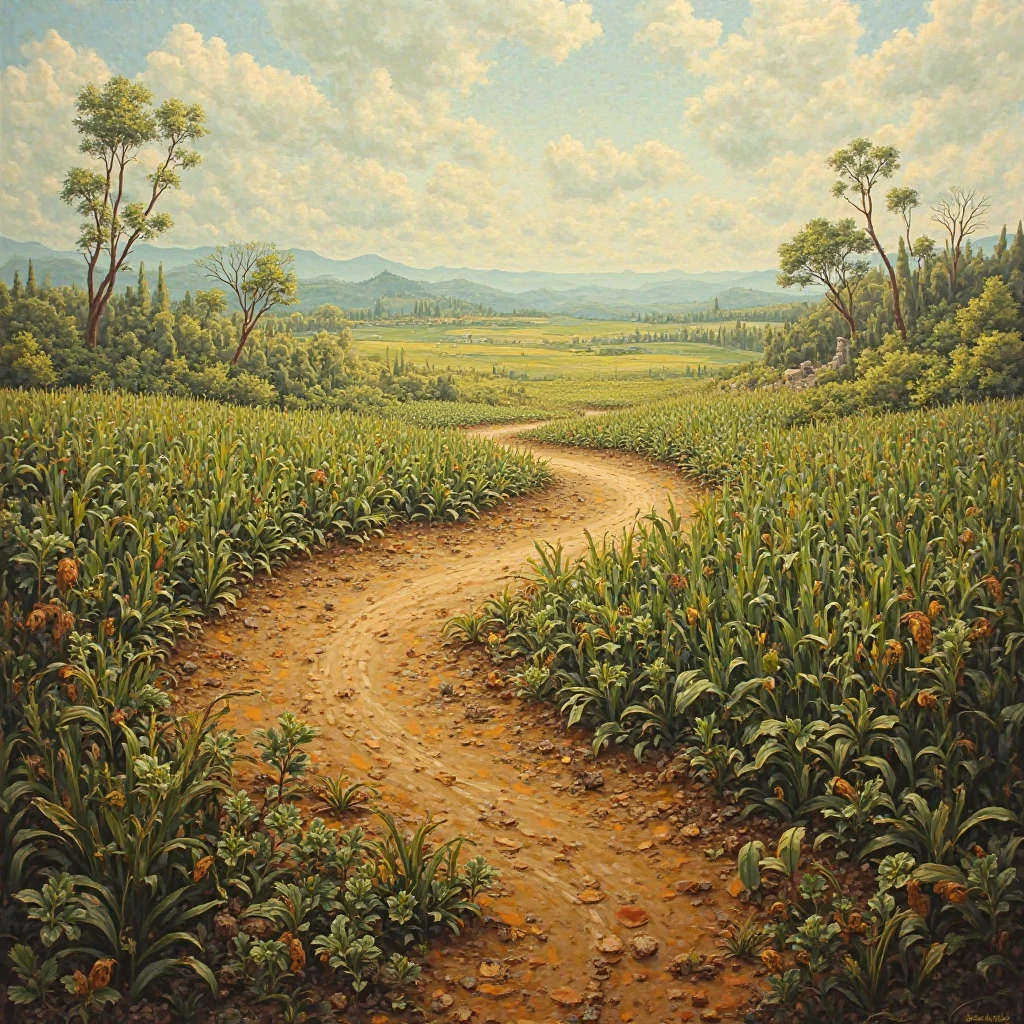 Beautiful naked feet woman standing backwards in a corn meadow