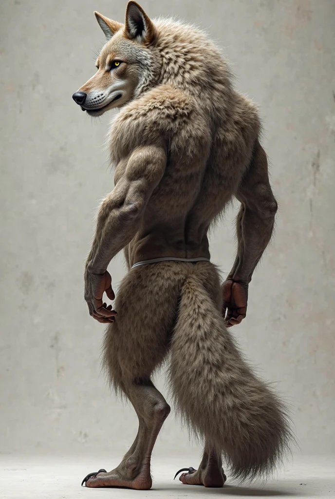 There is one adult character on this picture. The character is a slender male grey wolf, grey fur, slender character, slender, yellow eyes, barefoot, digitigrade, paws, black pawpads, wolf hands, black claws, wolf tail, topless, male bare chested, bare chest male, black nipples, black areolas, visible sheath, sheath, fully sheathed, visible balls, balls, visible testicles, testicles, ass, butt, nude, naked, nsfw. The scene takes place on a street at night. street at night on the background. Street. Night. The character is facing a wall. The character is peeing on the wall. The character is pissing on the wall. The character is urinating on the wall. Piss splashing on the wall. Urine splashing on the wall. Piss dripple from the wall. Urine dripple from the wall. Piss stains on wall. Urine stains on wall. Piss puddle on ground. Urine puddle on ground. Piss stream. Urine stream. Camera rear view. Rear view.