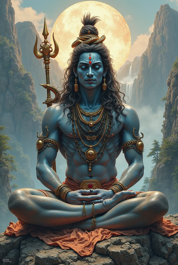 Meditate lord vishnu , bodybuilder 
