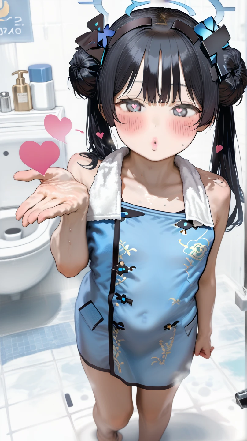 Tazune rirei, nsfw, 8k, ultra-detailed, Masterpiece, best quality, perfect lighting, aqua eyes, one eye closed, black hair, braid hair, (loli:1.5), (bukkake:1.5), (cum on face:1.5), (cum on hair:1.5), (cum in mouth:1.5), (cum on body:1.5), (flat chest:1.3), nipple peek, pink areola, spread pussy wide, 1girl, solo, sitting on bed, bedroom, looking at viewer, spoken heart, ((school swimsuit)), barefoot, portrait, bokeh, blush, embarrassed, open mouth, tongue out, ((orgasm)), from front