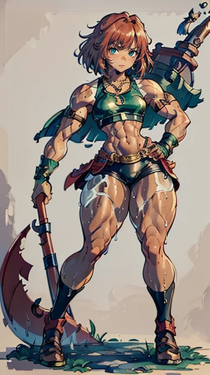 (Masterpiece, plain background:1.2) Female full body, standing straight symmetrical feet together, blood dark elf, dark skin, long messy white hair, short elf ears, circlet, yellow eyes, 1990s (style), female 1sologirl slingshot micro bikini, barefoot, bare handcuffs, shackles wristbands, bracers, bracelets, pauldrons metal shoulders
