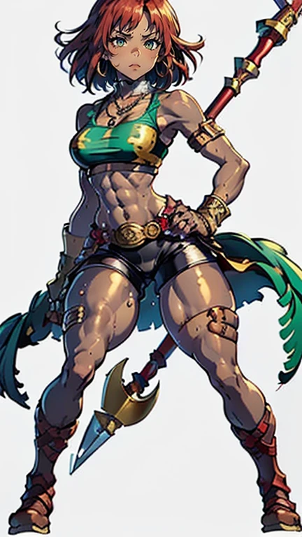 (Masterpiece, plain background:1.2) female full body, standing, rights, symmetrical, Feet together, dark blood elf, Dark skin, long messy white hair, short elf ears, ring, yellow eyes, 1990s (Style), woman 1sologirl slingshot micro bikini, barefoot, wifes desnudas, shackle bracelets, Bracers, wifes, metal shoulder pads