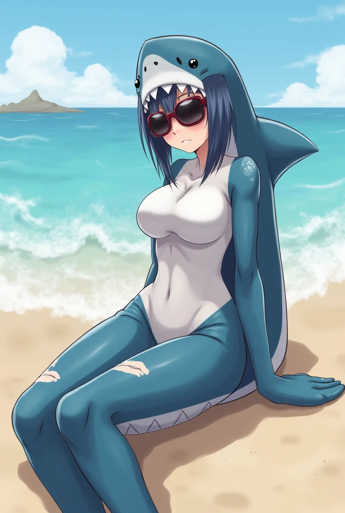 shark,nude,masturbating,in the beach,orgasm face