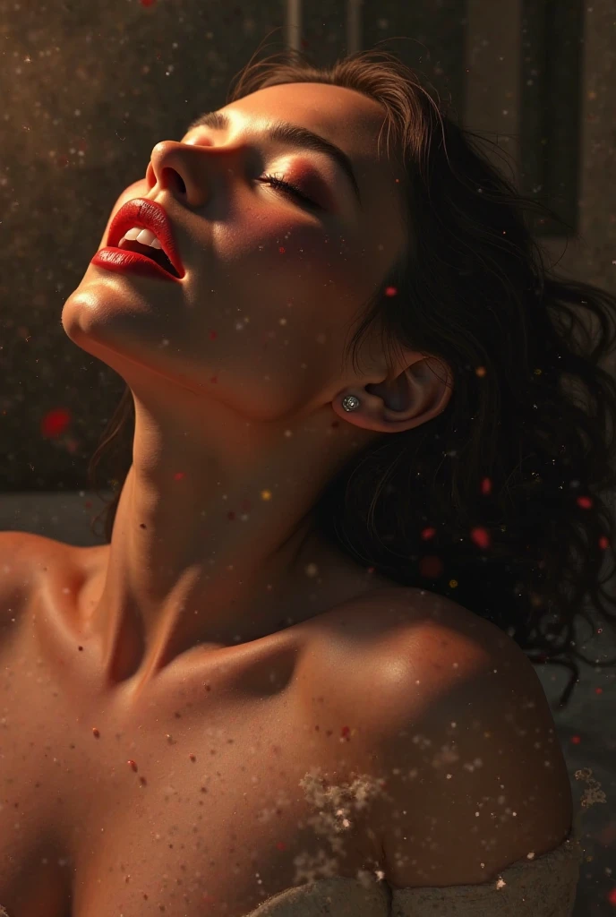 a goddes woman that have beautiful body, her mouth is open showing her very sharp teeth, beautiful long curly hair, red eyes. Her powers is fire, she can turn into invisible and speed than a light. Her attitude is only nice to people who is nice to her