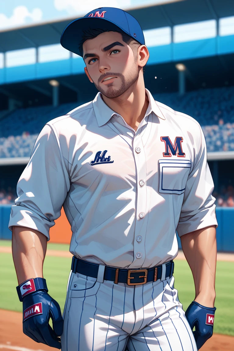 18 year old baseball player, super buff and cool, (MLB uniform, jersey, pants, belt, cleats), athletic field, anatomically correct, textured skin, best quality, anatomically correct, textured skin, best quality, 4K; nikon d850 film stock photograph, kodak portra 400 camera f1.6 lens, extremely detailed, amazing, fine detail, hyper realistic lifelike texture, dramatic lighting, unrealengine, (athlete portrait), Sports Illustrated, cody calafiore+joey stefano