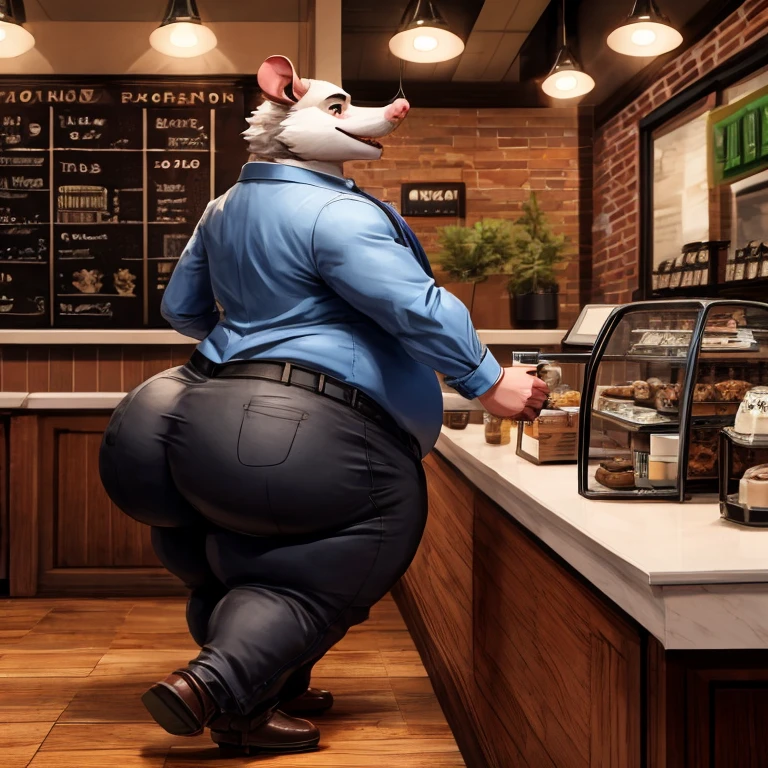 (Highest quality, incredible details, 8k, 4k, uhd:1.3), BREAK female, huge butt, obese, hippo, dark-grey skin, tail, {realistic, photorealistic}, anus, BREAK cream soles, big feet, huge feet, BREAK realistic skin texture, pale soles, 5 toes <lora:FeetFomBelow:0.5> FFA, from below, feet, looking at viewer, BREAK sitting on a stool, bar stool