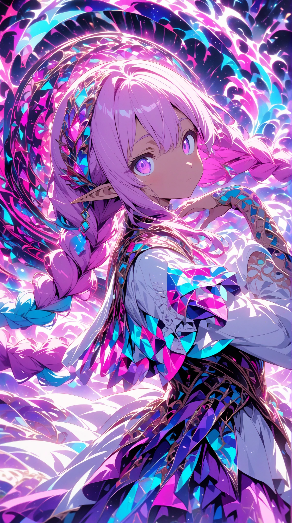 (((best quality))), (((masterpiece))), (Ultra-detailed:1.3), (Highres), Amazing, intricate, illustration, (artgerm:1.2), (((extremely detailed wallpaper 4k CG unity))), official art, original, intense angle, sunlight, (high contrast:1.2), (colorful), cinematic lighting, (an extremely detailed and beautiful:1.33), ((young  female model)), (cute:1.33), sitting, ([diamond:1.3|eyes]:1.2), big round eyes, v-shaped_eyebrows, long white eyelashes, (seductive laugh), ([opal:1.9|gradient_hair:1.3]:1.2), (hair dripping:1.25), (detailed super oily shiny skin:1.2), (skin dentation:1.2), ([wet:0.8|mucus]), armpits, (detailed hands and fingers:0.9), simple clothes, backless, (pleats:1.2), cross_necklace, (white lavender [school open back plunging shirt:0.3]:1.3), (medium breasts:1.15), (innerboob cutout:1.2), (inguinal cutout), no panties, (sketch:0.8),the 2D anime girl sits on a giant toadstool, surrounded by giant mushrooms and colorful butterflies,no shoes,(wet) clothes,(wet) thighhighs,She has a curious and adventurous expression on her face,as she explores the strange and wondrous garden. (blush),Her hair is styled in pigtails, the color of candyfloss, adorned with a pair of oversized bows. She holds a lollipop in one hand, and a butterfly in the other hand. The atmosphere is whimsical and playful, it's clear that she is in her element and enjoying the moment of the fantastical garden.,specter \(arknights\), red_eyes 1girl, bangs, bare_shoulders, breasts, cloud, detached_sleeves, hair_between_eyes, long_hair, looking_at_viewer, medium_breasts, red_eyes, silver_hair, solo, very_long_hair, white_headwear(nsfw:1.0)(wet_clothes:1.3)(very_large_breasts:1.4)(female fluid ,steam,(blush,sound_effects,twitching,trembling,trembling,bouncing breasts,Untidy hair,steaming_body:1.1)   (cun in face:1.2)(nsfw:1.0) (nude:1.0)(nipples:1.5)(pussy:1.5)(stationary_restraints:1.2) plug, medium breasts,(looking at viewer:1.2)(spoken heart,spoken blush:1.2), juice:1.3),(female fluid ,steam,(b