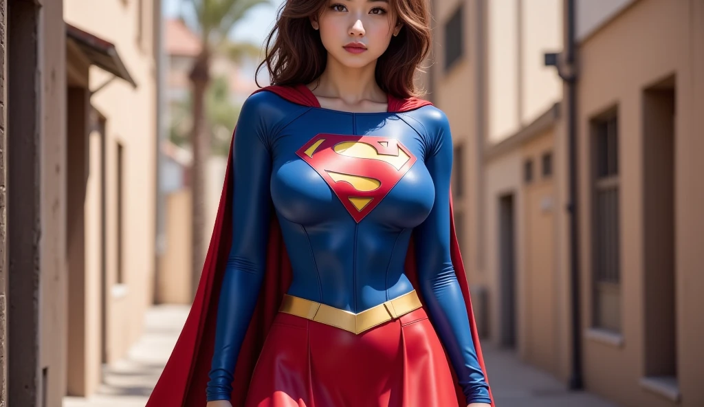 Natalie Portman body set big breasts，Supergirl costume dress，（big breasts exposed cleavage）