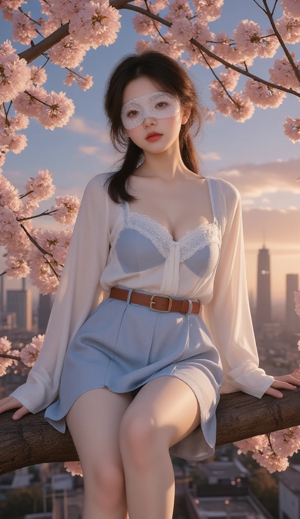 (((NSFW))), (Raw photo:1.2), (realistic), beautiful detailed girl, very detailed eyes and face, beautiful and detailed eyes, huge file size, High resolution, very detailed, highest quality, [table top:1.6], shape, very detailed, small details, highest quality, 8k wallpaper, movie lighting,15 year old girl, Girl on the balcony of an apartment, Stretch your arms up, Balcony with a spring view,   In underwear, I can see your white bra, I can see white panties, relaxed look, slender body, young face, immature body, exposed underwear,Looks like fun, In underwearの女の子, hair blowing in the wind, A town where spring flowers bloom