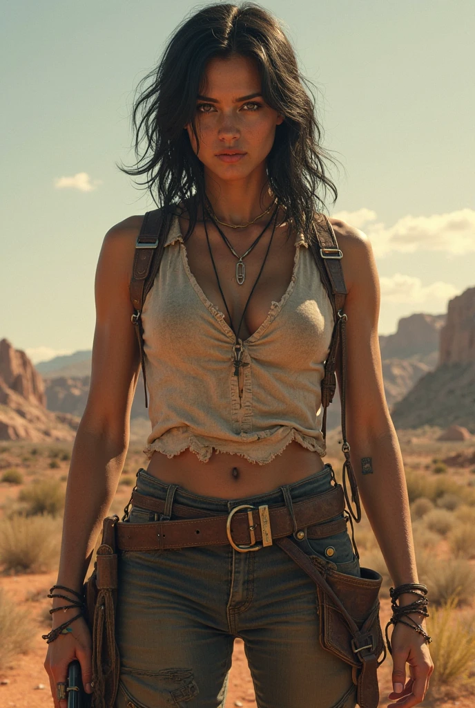 postapocalyptic, full body, Hasselblad, Rembrandt lighting, Sony A9 II, Samsung Galaxy, short young_woman, Bangs hair, smiling, 50mm, Suffering, back-light, miniskirt, looking at viewer