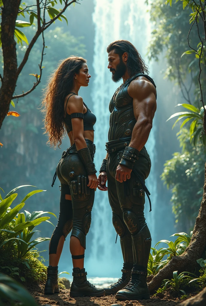 The model is Conan《Arnold Alois Schwarzenegger》A wandering warrior of a human-like race called Ogres.。Her hair is a dark brunette with straight waves that reach her shoulders.。Eyes are sharp and grey。He is looking at us with a serious expression.。205cm tall with a broad, muscular chest。 He has a great sword that is 160cm long and 25cm wide.。Ancient Relic God of Death and War Crest Necklace。Leather armor with studs。Metal and leather gauntlets。A large belt around his waist with three daggers。Sub-bag。Walking through the ancient city of Troy with three friends。