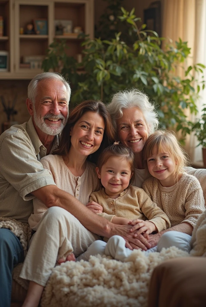 Create a family of three women, man and a