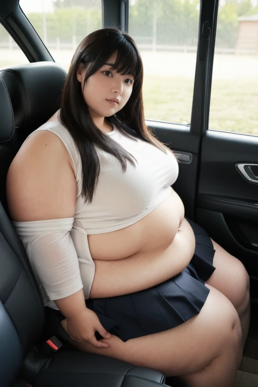 1girl,(masterpiece:1.8),photo-realistic,16k,(beautiful 40s japanese plump lady,chubby:1.5),(in the car:1.2),(black chiffon frilled blouse:1.5),(skirt:1.4),(sandals:1.2),(She puts a handkerchief over her panties:1.6),(leaking pee:1.6),(dripping pee:1.5),(blush:1.5),(panicking:1.5),(sobbing:1.6),brown hair,long hair,straight hair,black eyes,mature woman,MILF,curvy,huge breasts, (heavy makeup:1.3)