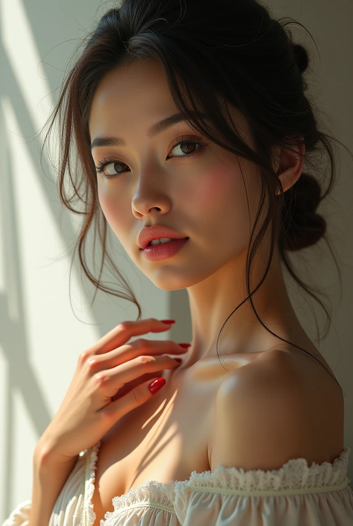 retina, high detail, top quality, perfectly beautiful face、Girl Raised Hand Threatened with Gun、s whole body、semi-nude、12 year old、Ryōwaki、Petrifying、NSFW
