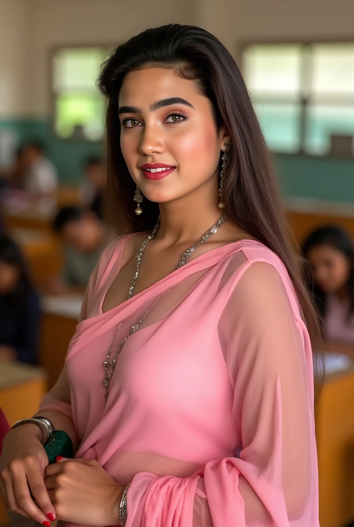 Highly detailed body, highly detailed face, highly detailed eyes, highly detailed nose, highly detailed lips, perfect body:1.5, perfect face:1.5, perfect lips:1.5, perfect eyes:1.5, a south Indian girl, wearing formal dress, holding files, working professional, perfect background:1.5, highly detailed background, clear background, IT company background.