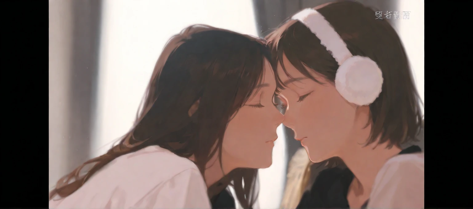 (wlop, dalcefo, realistic, painting, fine detailed faces, ((winter)), cinematic light), A future dad kisses the belly of the expectant mother. Love in this colorful image and convey the love of this moment.