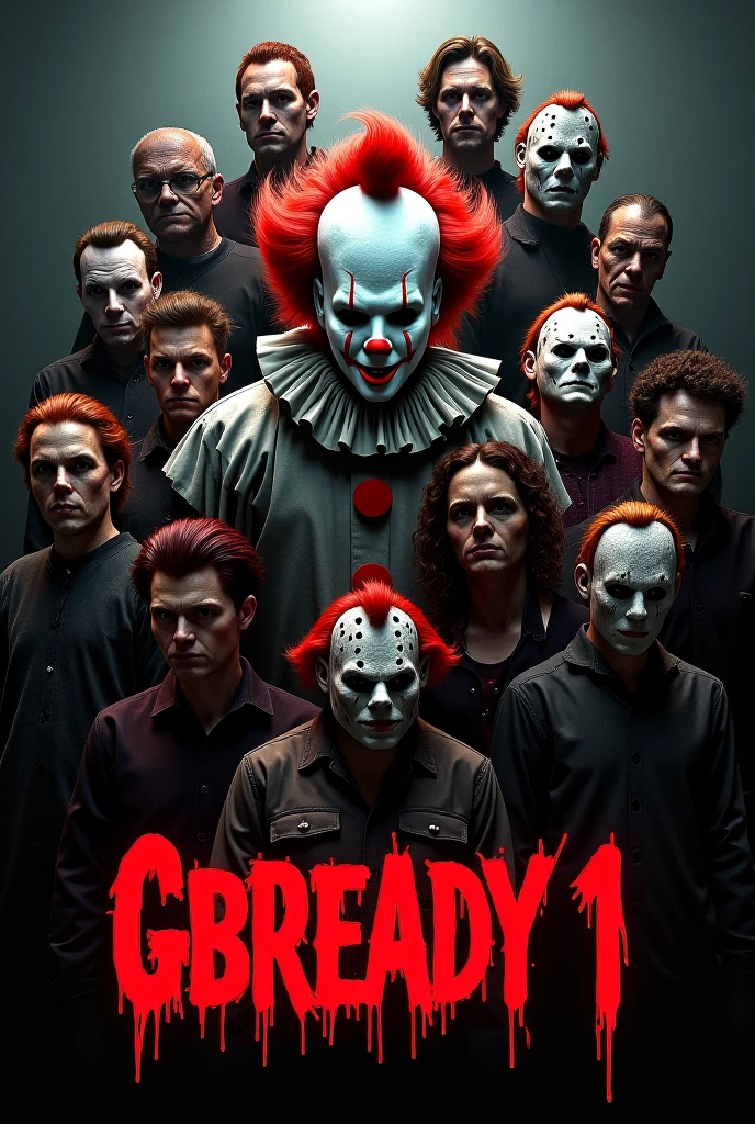 make an image with a horror look, bars and a clown and on the front it says "dj c9 da zl", and the photo needs to have a grayish look with little color