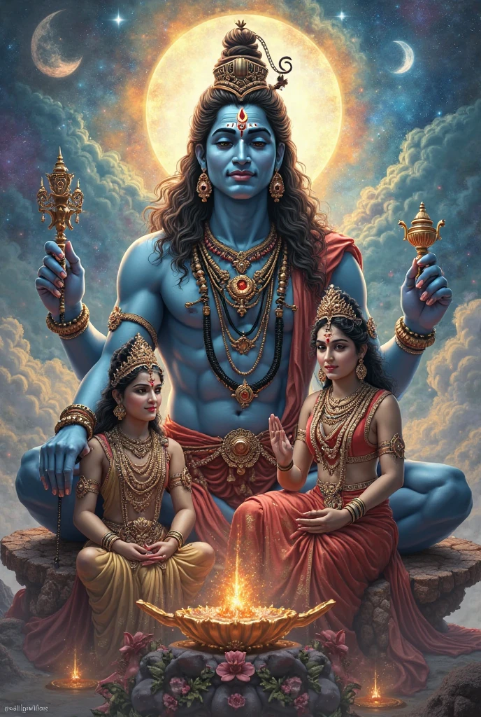 Mother goddess kali and her son  god shiva