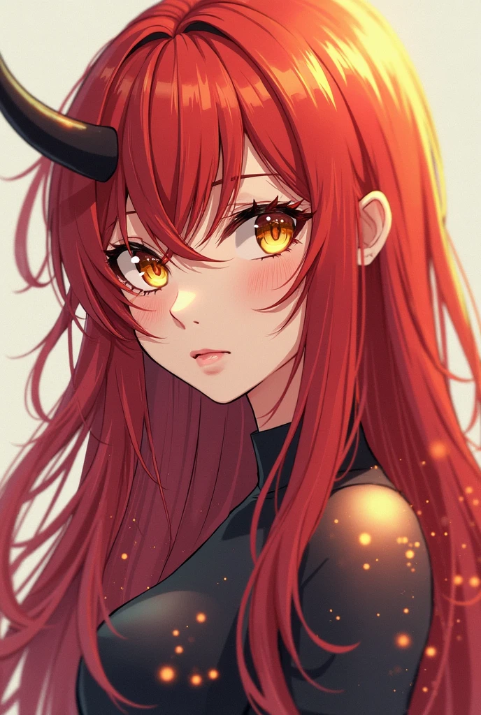 Women redhair goldeneys anime There is a horn on the right forehead