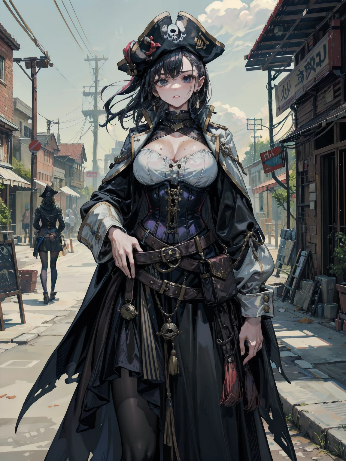 (cowboy shot, top quality,),8k,sexy, super power,time,flat color: 0.8, dynamic angle, 1 girl, smile,slender body,(highly decorative and intricate mechanical steampunk fashion, lace flare dolphin hat, goggles 1.5, mechanical background, cogwheel background, finely mechanized steampunk cityscape 1.5),